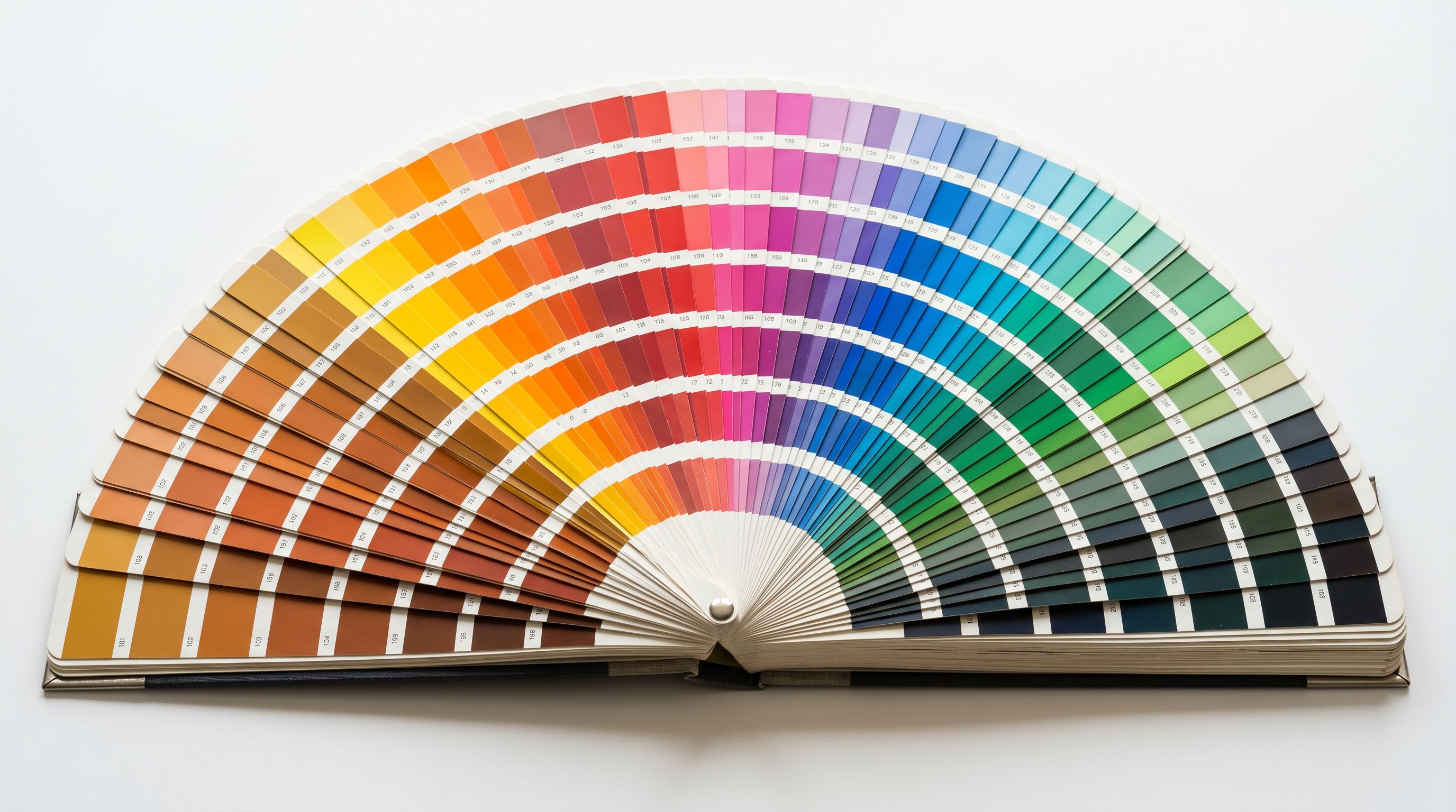 Open colour swatch book representing the systematic configuration of brand voice settings