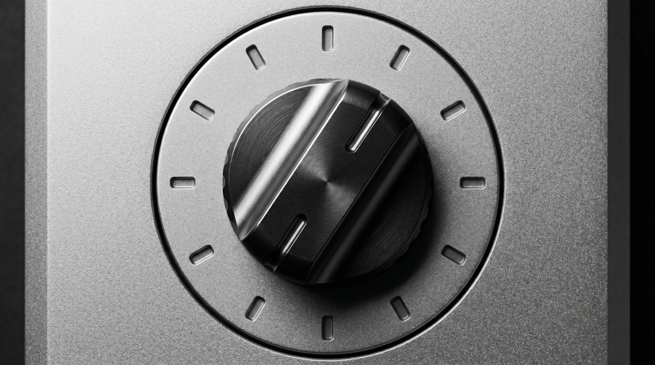 Mechanical rotary selector dial positioned at a specific setting among several options.